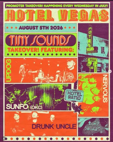 Tiny Sounds Takeover flyer — Hotel Vegas August 5 2026